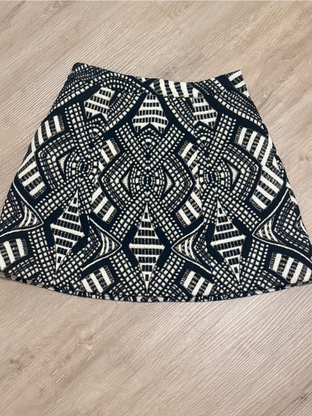 Alice + Olivia Black and White Geometric Circle Skirt